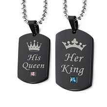 Load image into Gallery viewer, Necklaces Him and Her Royalty Dog Tag Couple Necklace Set
