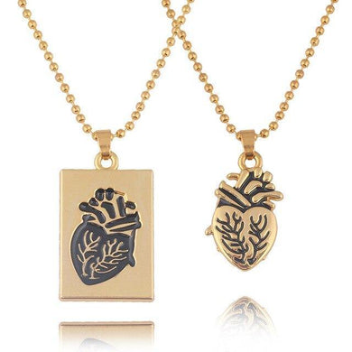 Necklaces Gold Anatomical Human Heart Pendant Necklace Set