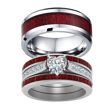 Rings Titanium Wood Couple Ring Set