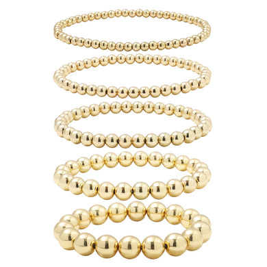 Bracelets Gold Color Big Round Beaded Handmade Chain Bracelet Stack
