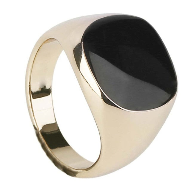 Rings Luxury Men Titanium Steel Obsidian Ring