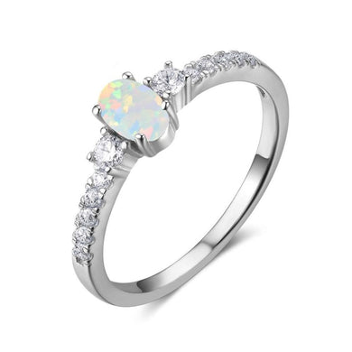 Rings Opal White Opal Sterling Silver Ring