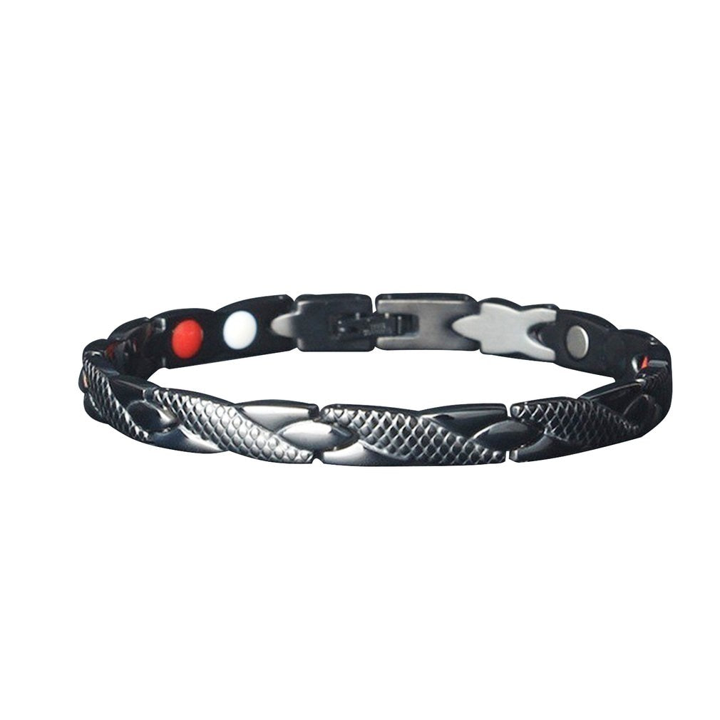 Bracelets Unisex Stainless Steel Magnetic Therapy Bracelet for Arthritis and Carpal Tunnel in Black