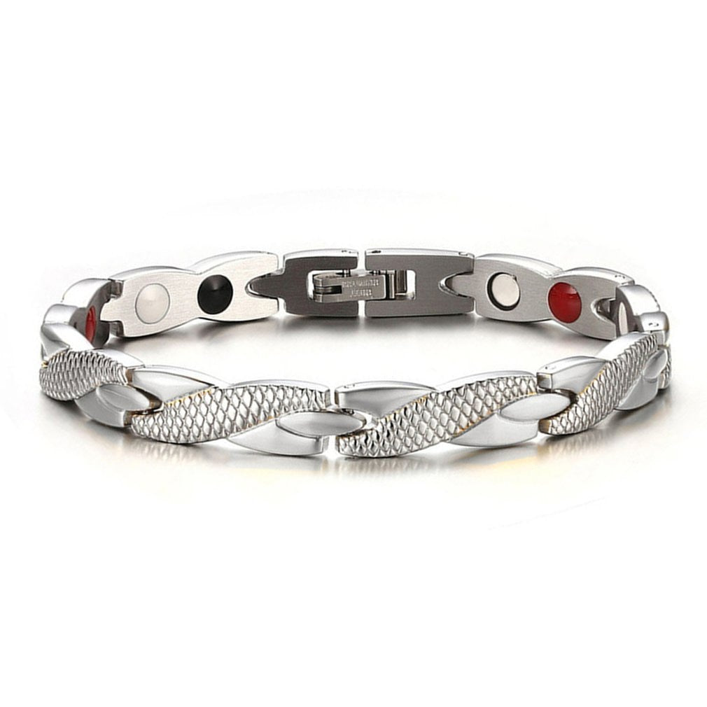 Unisex Stainless Steel Magnetic Therapy Bracelet for Arthritis and Car