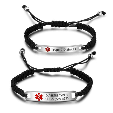 Bracelets Personalized Stainless Steel Medical Alert ID Braided Bracelets