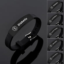 Load image into Gallery viewer, Bracelets Stainless Steel Medical Alert ID Silicone Bracelet
