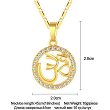 Load image into Gallery viewer, Necklaces Crystal Gold AUM OM Ohm Amulet Necklace
