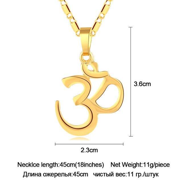 Necklaces Crystal Gold AUM OM Ohm Amulet Necklace
