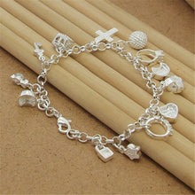 Load image into Gallery viewer, Bracelets Sterling Silver Cross Charm Bracelet
