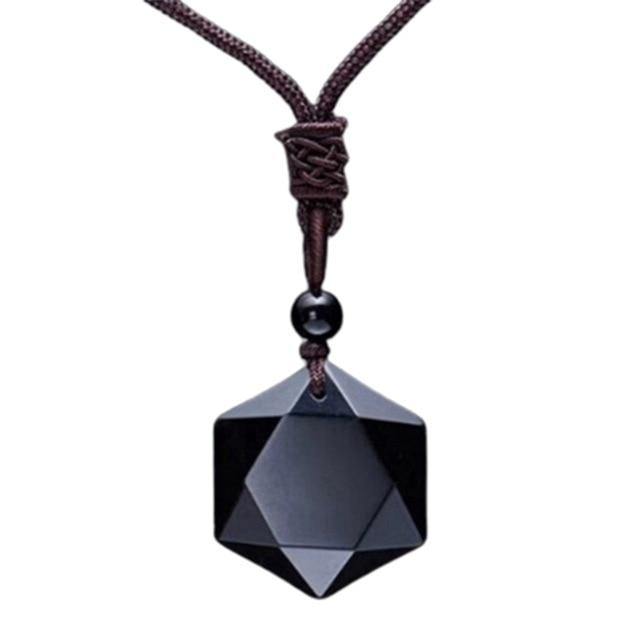 Necklaces Black Obsidian Natural Stone Pendant Necklace