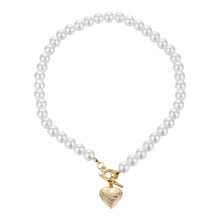 Load image into Gallery viewer, Necklaces White Pearl Heart Pendant Necklace
