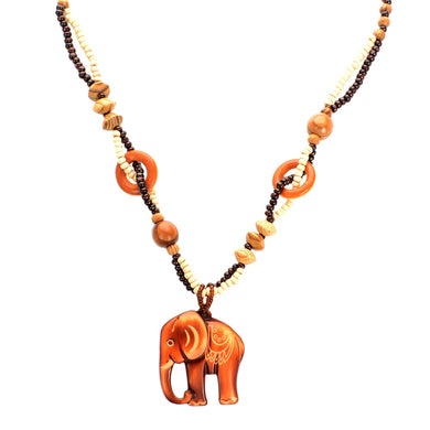 Necklaces Wooden Elephant Pendant Necklace