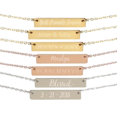 Necklaces Engraved Bar Necklace