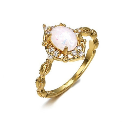 Rings European White Opal Gold Ring