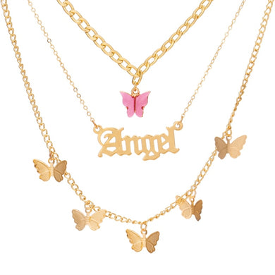 Necklaces Multilayer Acrylic Butterfly Choker Necklace