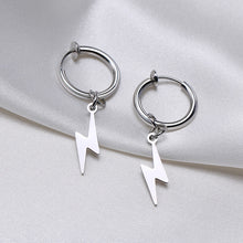 Load image into Gallery viewer, Earrings Lightning Bolt Charm Hoop
