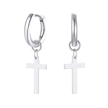 Load image into Gallery viewer, Earrings Gold Color Dangling Cross Shaped Charm
