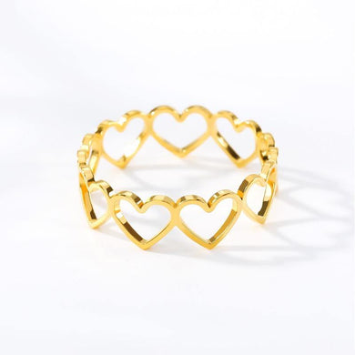 Rings Stainless Steel Hollow Heart Band