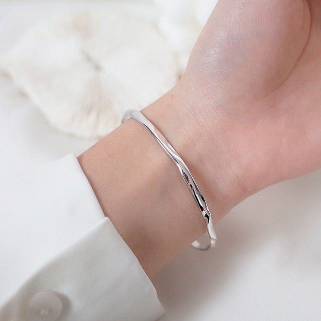 Bracelets Sterling Silver Irregular Cuff Bracelet