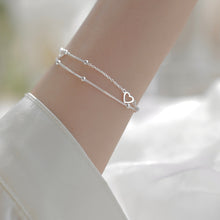 Load image into Gallery viewer, Bracelets 925 Sterling Silver Double Layers Heart Charm Bracelet
