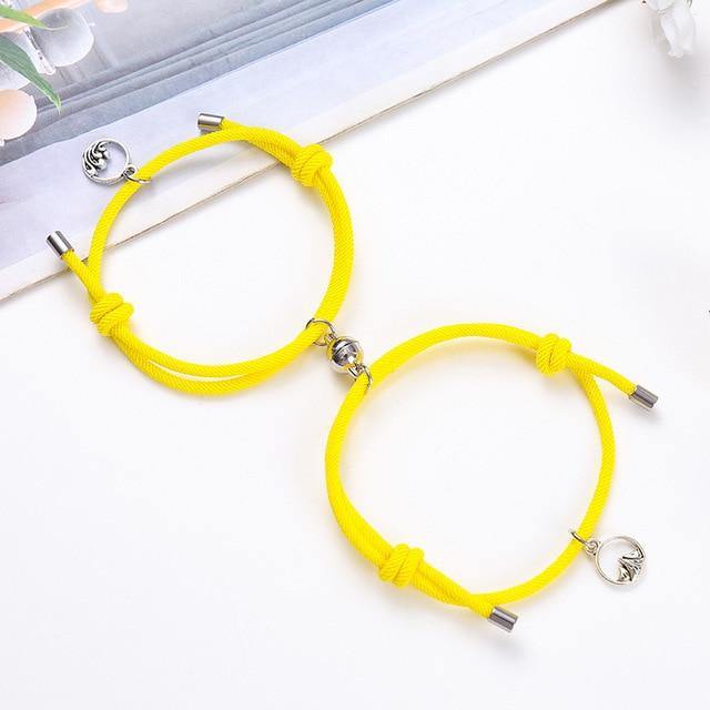 Braided Rope Magnetic Couple Bracelet - 2Pcs