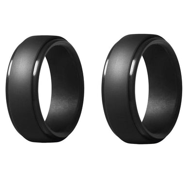 Rings 2Pcs 8Mm Black Men Silicone Rubber Wedding Ring