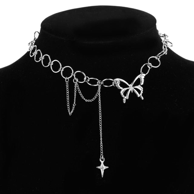 Necklaces Punk Butterfly Choker Necklace