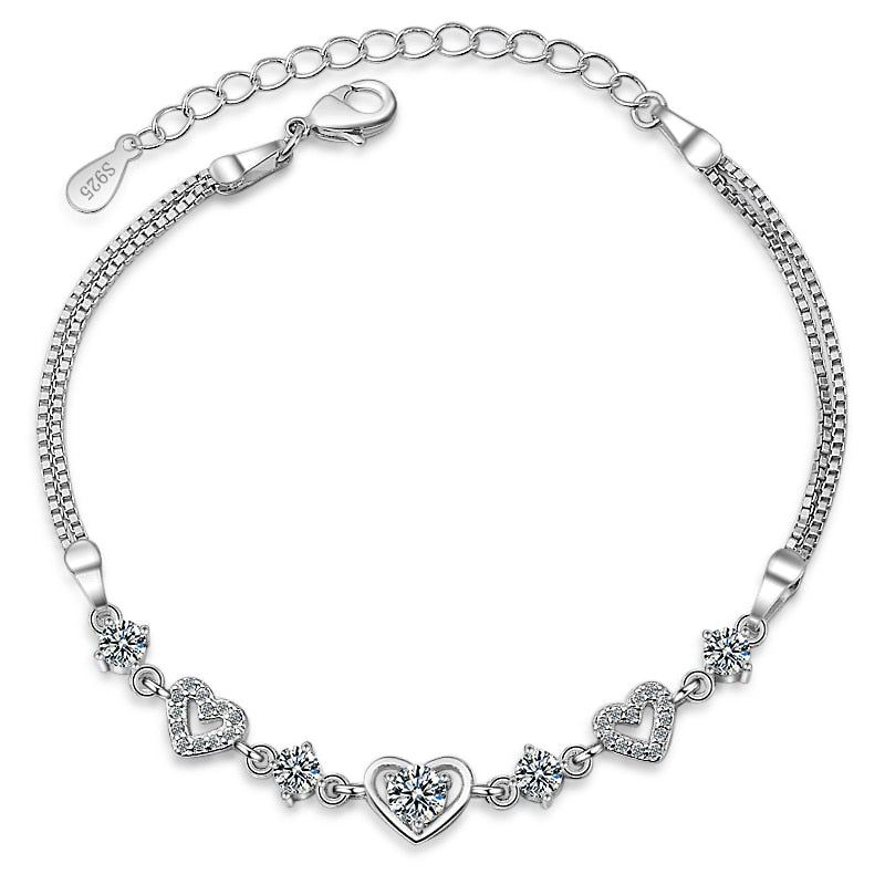Bracelets Sterling Silver Heart Charm Bracelet