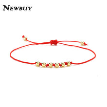 Load image into Gallery viewer, Bracelets Handmade Lucky Red String Bracelet Gold Beads
