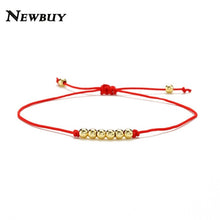 Load image into Gallery viewer, Bracelets Handmade Lucky Red String Bracelet Gold Beads
