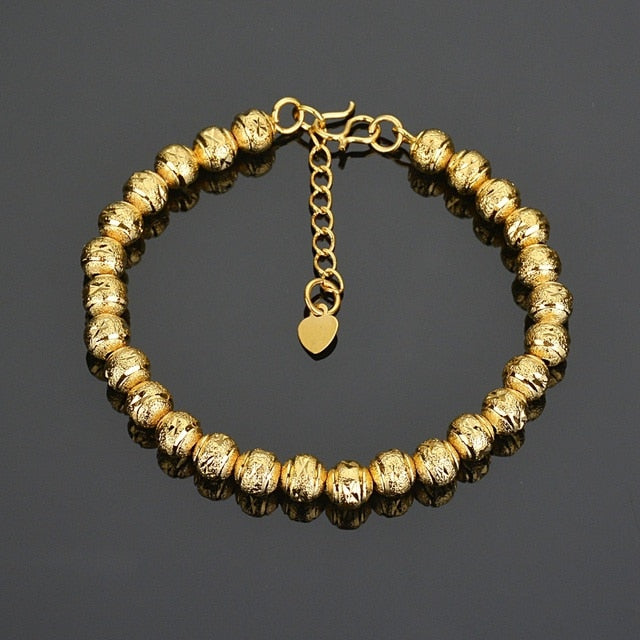 Bracelets Stainless Steel Gold Color Lucky Bead Bracelets