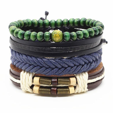 Bracelets 4-in-1 Bead Leather Bracelet Set [Set of 4]