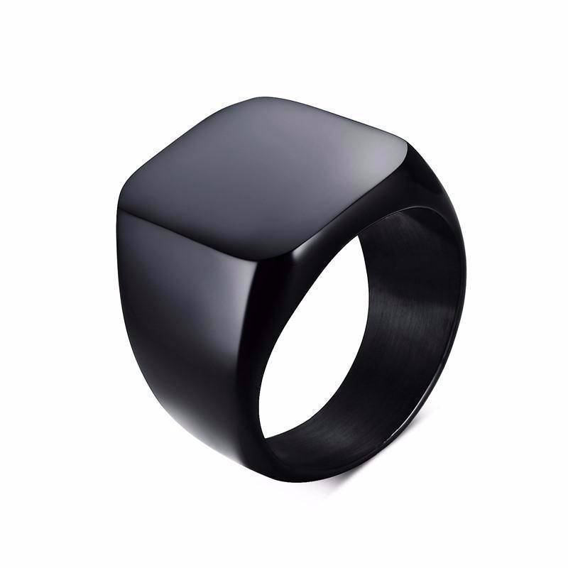 Rings Men's Signet Pinky Ring Black/Silver