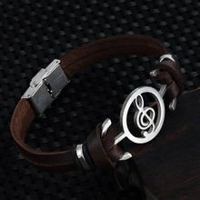 Load image into Gallery viewer, Bracelets Stainless Steel G Clef Musical Leather Bracelet [6 Variants]
