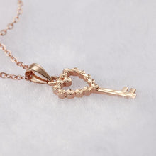 Load image into Gallery viewer, Necklaces 18K Rose Gold Heart Key Pendant
