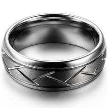 Load image into Gallery viewer, Rings 8MM Men&#39;s Grey Brushed Finish Grooved Tungsten Carbide Ring

