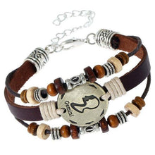 Load image into Gallery viewer, Bracelets Three-Layered Ethnic Brown Leather Zodiac Bracelet [12 Variants]
