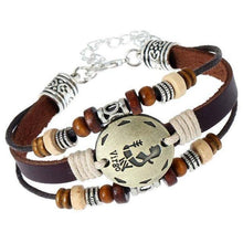 Load image into Gallery viewer, Bracelets Three-Layered Ethnic Brown Leather Zodiac Bracelet [12 Variants]
