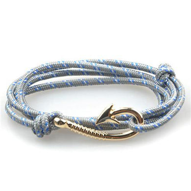 Bracelets Silver Fish Hook and Rope Men's Bracelet