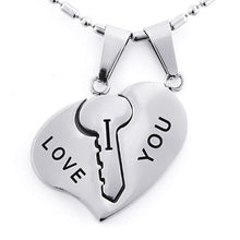 Load image into Gallery viewer, Necklaces His &amp; Hers Matching Stainless Steel Key Heart Couples Necklace Set
