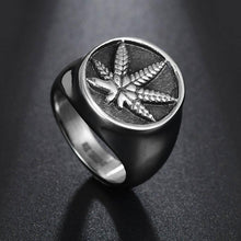 Load image into Gallery viewer, Rings Stainless Steel Weed Leaf Signet Ring

