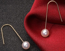 Load image into Gallery viewer, Earrings 18K White Gold &amp; Gold Natural Akoya Seawater Pearl Dangle Earrings
