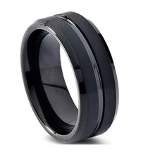 Load image into Gallery viewer, Rings 8mm Men&#39;s Classic Pure Black Tungsten Ring
