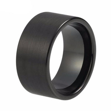 Rings Solid Black Brushed Finish Tungsten Ring