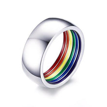 Load image into Gallery viewer, Rings Stainless Steel Rainbow Interior LGBT Ring
