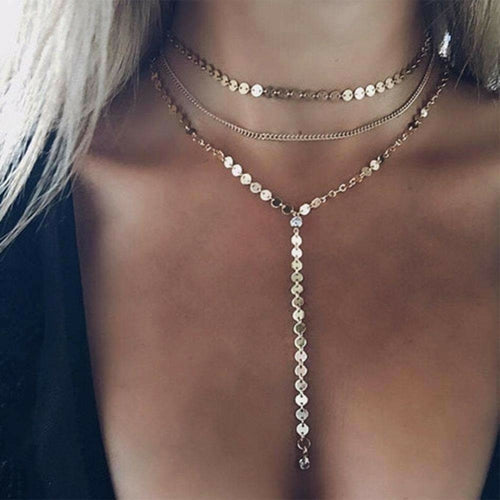 Necklaces Three Layer Lariat Crystal Necklace
