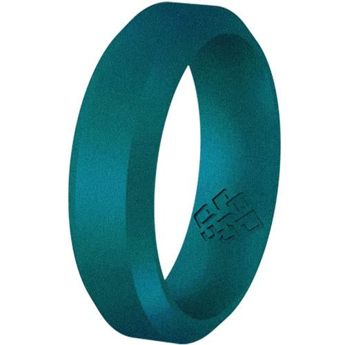 Rings Lagoon Teal Bevel Edge Silicone Ring For Men