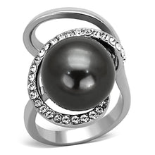 Load image into Gallery viewer, Rings High polished (no plating) Stainless Steel Grey Pearl Ring
