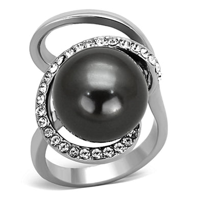 Rings High polished (no plating) Stainless Steel Grey Pearl Ring
