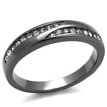 Load image into Gallery viewer, Rings Light Black Stainless Steel Ring with CZ Crystals

